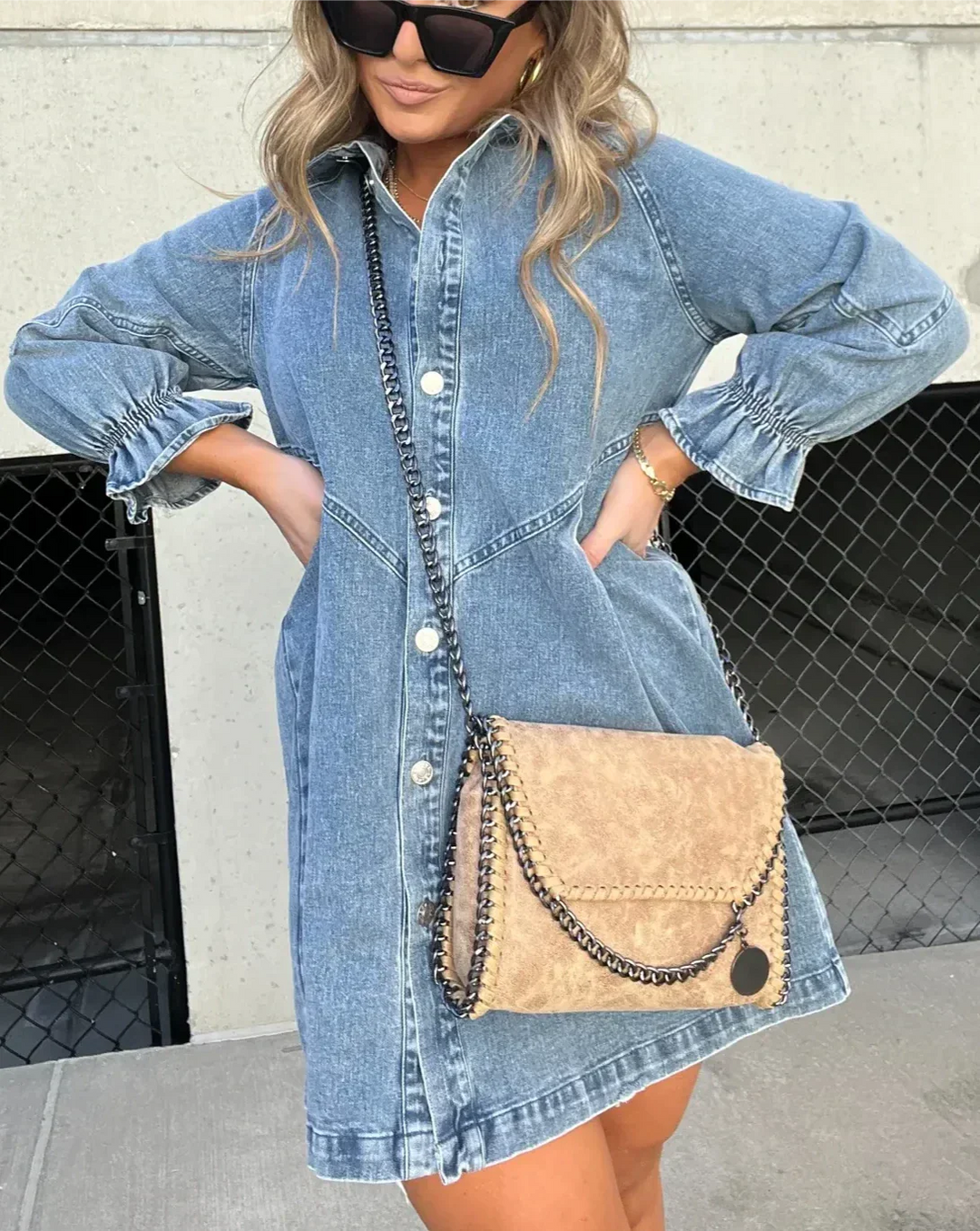Gayelle | Denim Dress Shirt Long Sleeve